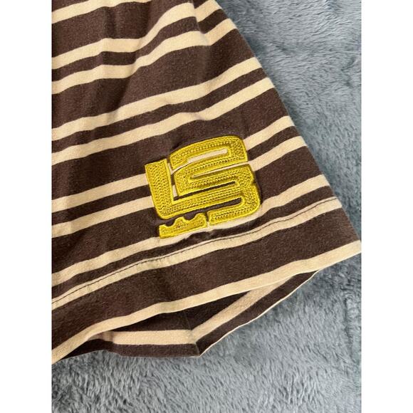 Nike LeBron James LB Polo Shirt Large Brown Striped Lion Crest XXIII Golf - Picture 7 of 12